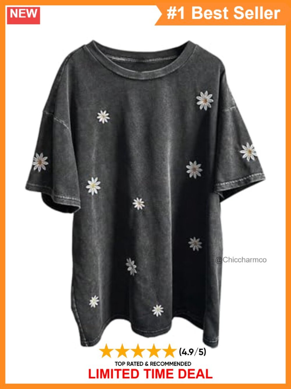 Plus Size Floral Embroidery Short Sleeve Crew Neck Vintage Tee